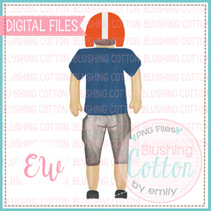 FOOTBALL PLAYER BACK VIEW NAVY RED BCEW