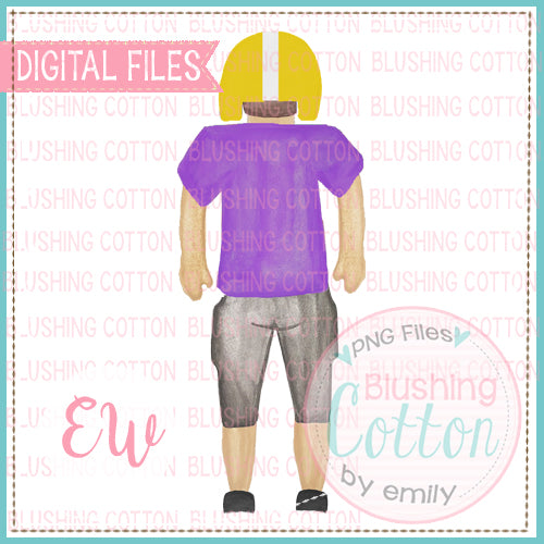 FOOTBALL PLAYER BACK VIEW PURPLE AND YELLOW BCEW