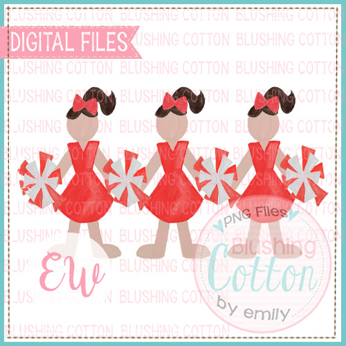 CHEERLEADER TRIO RED WHITE BROWN HAIR BCEW