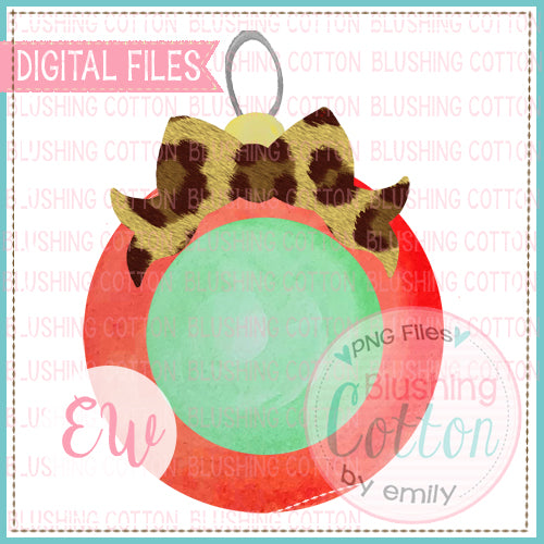 RED ORNAMENT GREEN CIRCLE MONOGRAM LEOPARD BOW BCEW