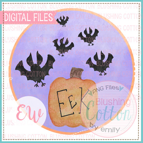 EEK BATS AND PUMPKINS WITH PURPLE ORANGE BACKGROUND BCEW