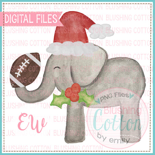 CHRISTMAS ELEPHANT FOOTBALL WATERCOLOR DESIGN BCEW