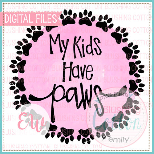 PAW FRAME PINK MY KIDS HAVE PAWS WATERCOLOR DESIGN BCEW