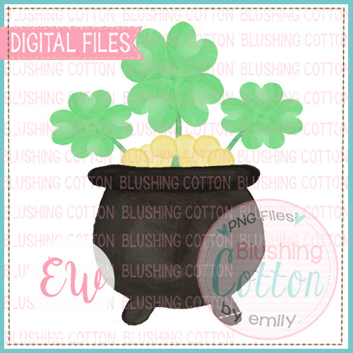 POT OF GOLD AND CLOVER WATERCOLOR DESIGN BCEW