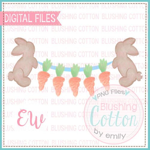 BROWN BUNNIES CARROT BANNER WATERCOLOR DESIGN BCEW