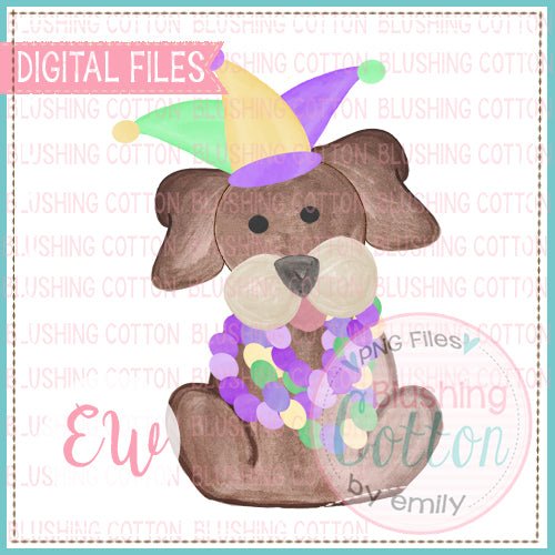 MARDI GRAS PUP WATERCOLOR DESIGN BCEW