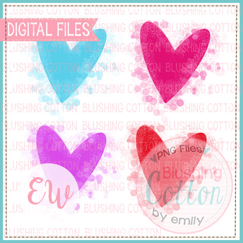 SPLATTER HEARTS SET WATERCOLOR DESIGN BCEW