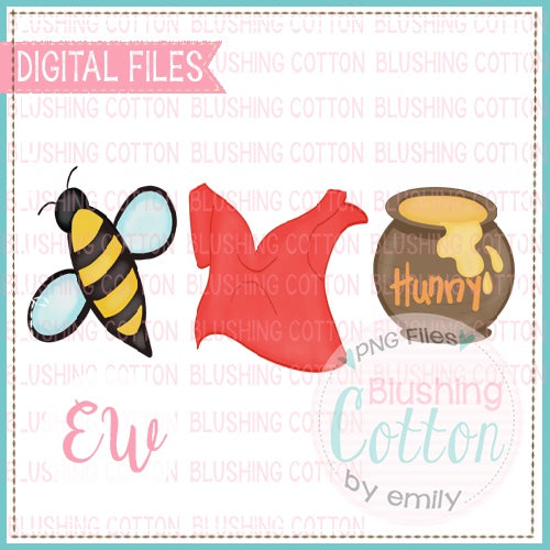 HONEY BEE RED SHIRT HONEY TRIO WATERCOLOR DESIGN BCEW