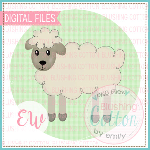LITTLE LAMB WITH GREEN GINGHAM CHECK BACKGROUND WATERCOLOR DESIGN BCEWF