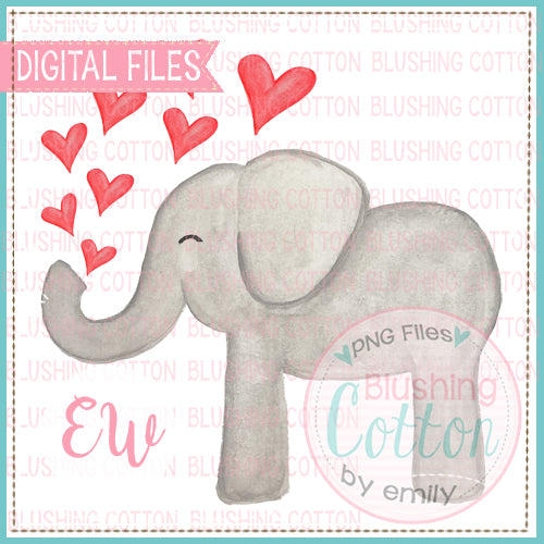 VALENTINES DAY ELEPHANT WITH NO BOW WATERCOLOR DESIGN BCEW