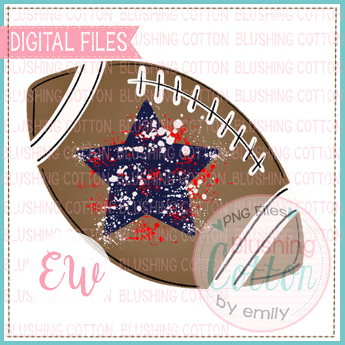 FOOTBALL RED WHITE AND BLUE STAR SPLATTER WATERCOLOR DESIGN BCEW