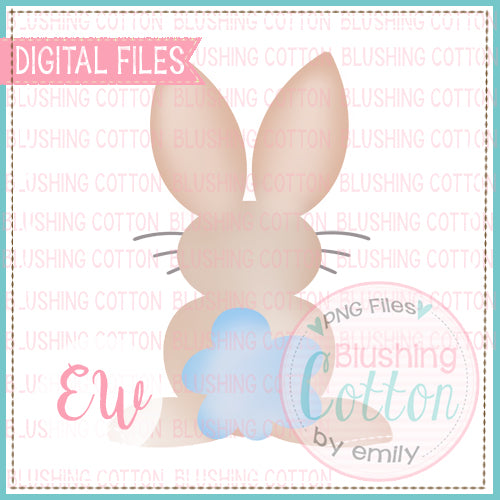 SWEET BROWN BUNNY BLUE TAIL WATERCOLOR DESIGN BCEW