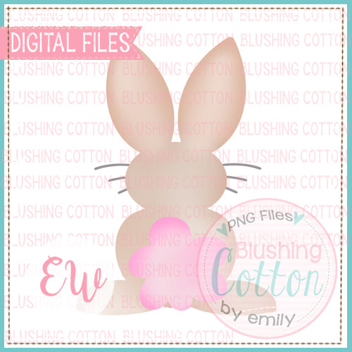 SWEET BROWN BUNNY PINK TAIL WATERCOLOR DESIGN BCEW