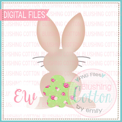 SWEET BROWN BUNNY WITH FLORAL TAIL WATERCOLOR DESIGN BCEW