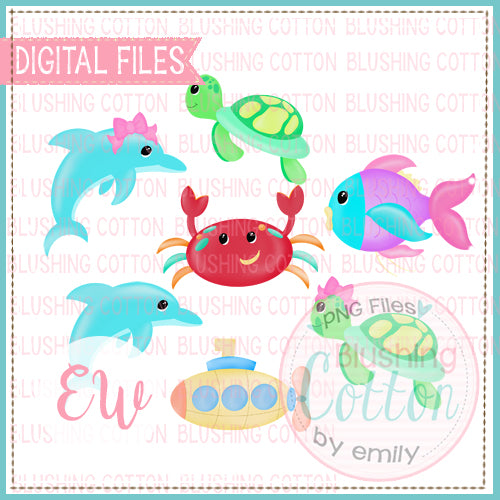 SEA LIFE BUNDLE WATERCOLOR DESIGNS BCEW