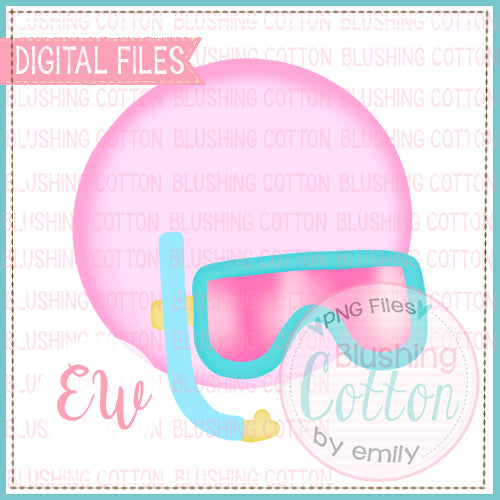 DIVING MASK PINK BLUE CIRCLE WATERCOLOR DESIGN BCEW