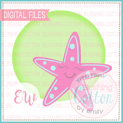 HAPPY STARFISH PINK WITH GREEN CIRCLE WATERCOLOR DESIGN BCEW