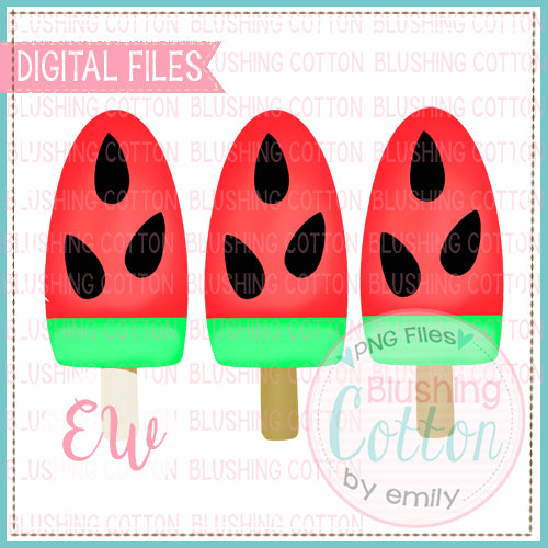 POPSICLE WATERMELON RED TRIO WATERCOLOR DESIGN BCEW