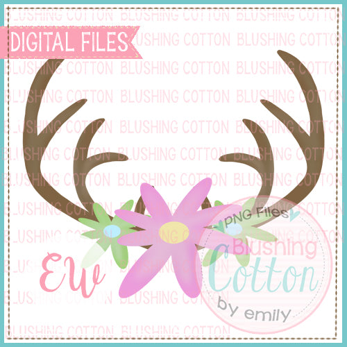 DEER ANTLERS WITH FLOWERS WATERCOLOR DESIGN BCEW