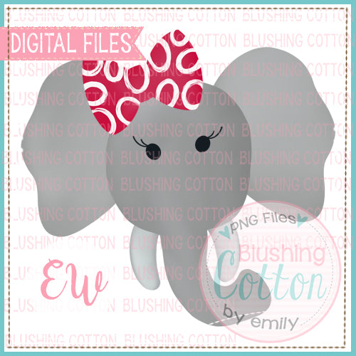 ELEPHANT FACE WITH CRIMSON BOW WATERCOLOR PNG BCEW