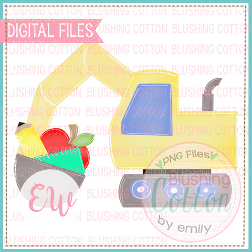 EXCAVATOR BACK TO SCHOOL WATERCOLOR PNG BCEW