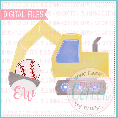 EXCAVATOR WITH BASEBALL WATERCOLOR PNG BCEW