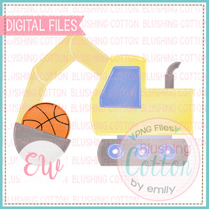 EXCAVATOR WITH BASKETBALL WATERCOLOR PNG BCEW