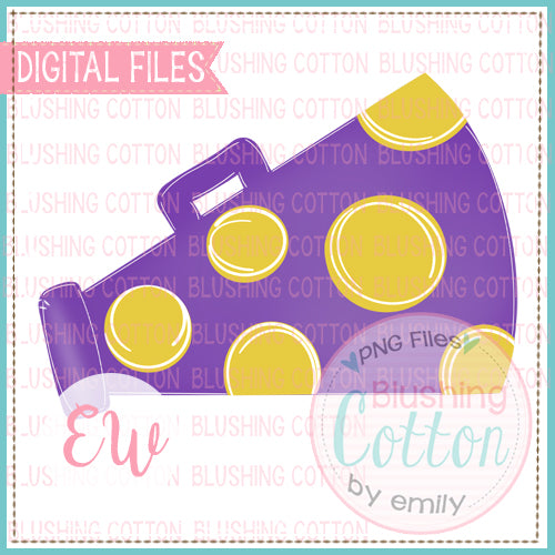 MEGAPHONE PURPLE AND YELLOW DOTS  WATERCOLOR PNG BCEW