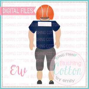 FOOTBALL PLAYER NAVY AND ORANGE WATERCOLOR DESIGN  BCEW