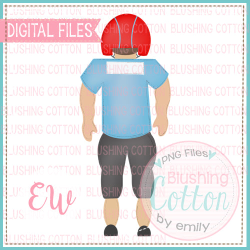 FOOTBALL PLAYER RED AND LIGHT BLUE WATERCOLOR DESIGN  BCEW