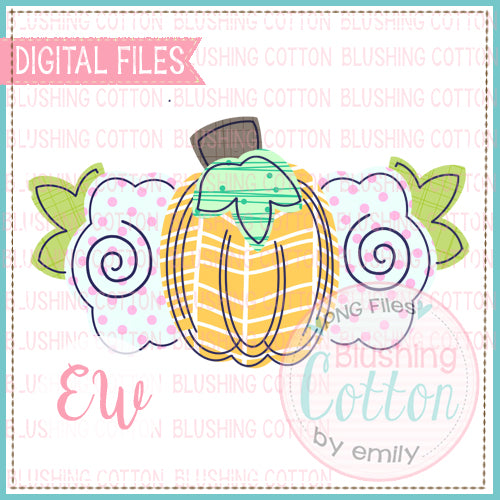 PUMPKIN LIGHT ORANGE FLOWER SWAG WATERCOLOR DESIGN BCEW