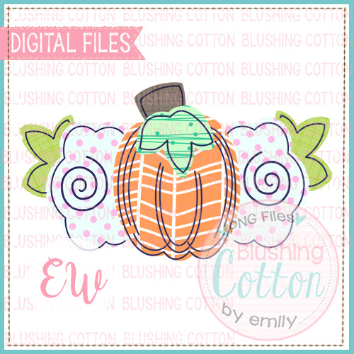 PUMPKIN FLOWER SWAG WATERCOLOR DESIGN BCEW