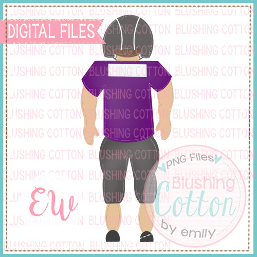 FOOTBALL PLAYER BACK VIEW PURPLE AND GRAY BCEW