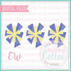 POMPOMS ROYAL BLUE AND YELLOW TRIO DESIGNS WATERCOLOR PNG BCEW