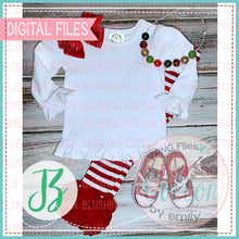 Load image into Gallery viewer, BB BLANKS GIRLS RUFFLE TOP AND RED WHITE STRIPE RUFFLE PANTS CHRISTMAS MOCK UP PHOTO BCJZ