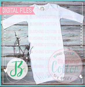 BB BLANKS LONG SLEEVE WHITE GOWN FLAT LAY MOCK UP BCJZ