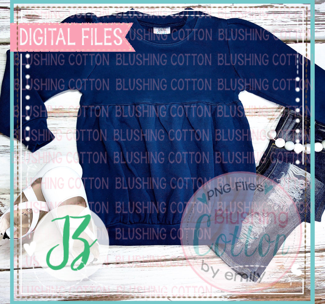 ARB GIRLS NAVY LONG SLEEVE BUBBLE SWEAT SHIRT FLAT LAY BCJZ