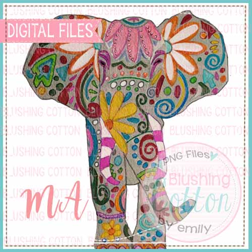 ELEPHANT COLORFUL WATERCOLOR DESIGN BCMA