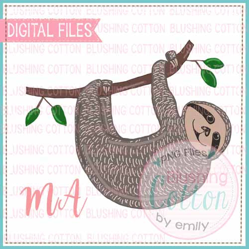 SLOTH ON TREE WATERCOLOR DESIGN BCMA