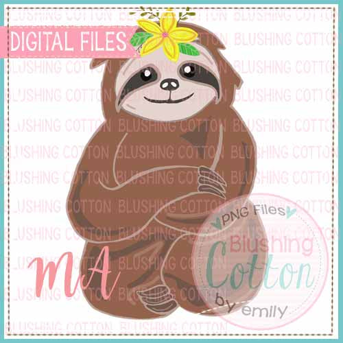 SLOTH WITH FLOWER WATERCOLOR DESIGN BCMA