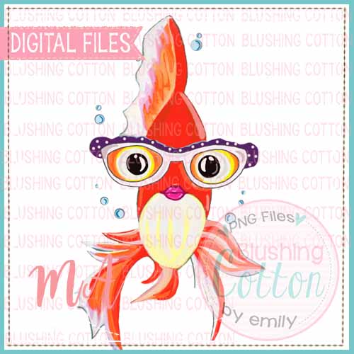 GOLDFISH WITH GLASSES WATERCOLOR DESIGN BCMA