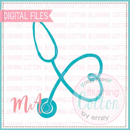 STETHOSCOPE TEAL WATERCOLOR DESIGN BCMA