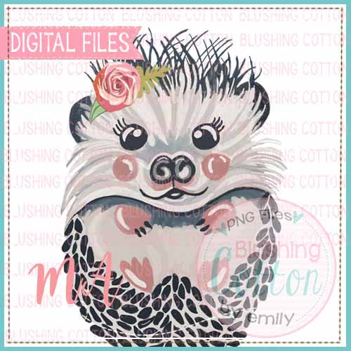 HEDGEHOG WITH FLOWERS WATERCOLOR DESIGN BCMA