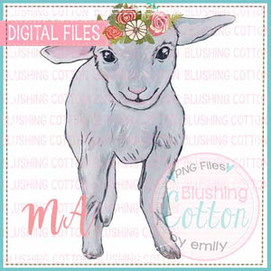 LAMB WITH FLOWER CROWN WATERCOLOR DESIGN BCMA