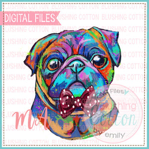 PUG WITH BOW TIE WATERCOLOR DESIGN BCMA