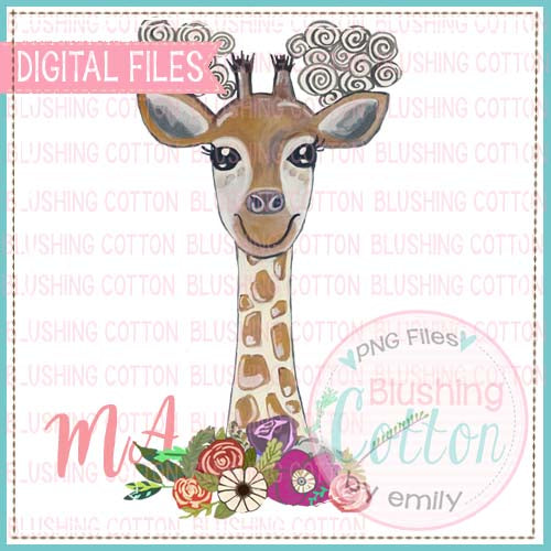 GIRAFFE WITH FLOWERS WATERCOLOR DESIGN  BCMA