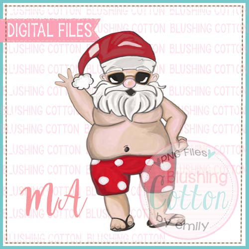 SANTA POLKA DOT SHORTS WATERCOLOR DESIGN BCMA