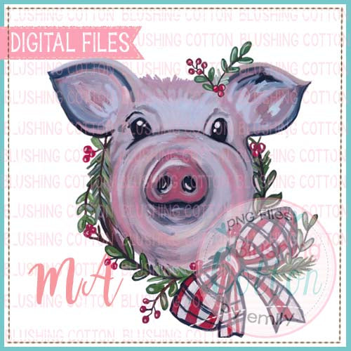 CHRISTMAS PIG WITH WREATH BCMA