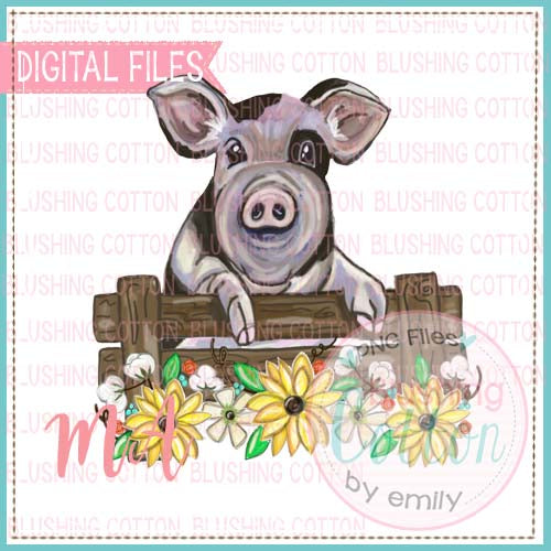 PIG WITH BLACK SPOTS WITH SUNFLOWER SWAG BCMA