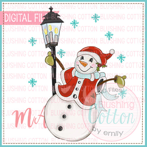 SNOWMAN HOLDING LAMP POST  BCMA